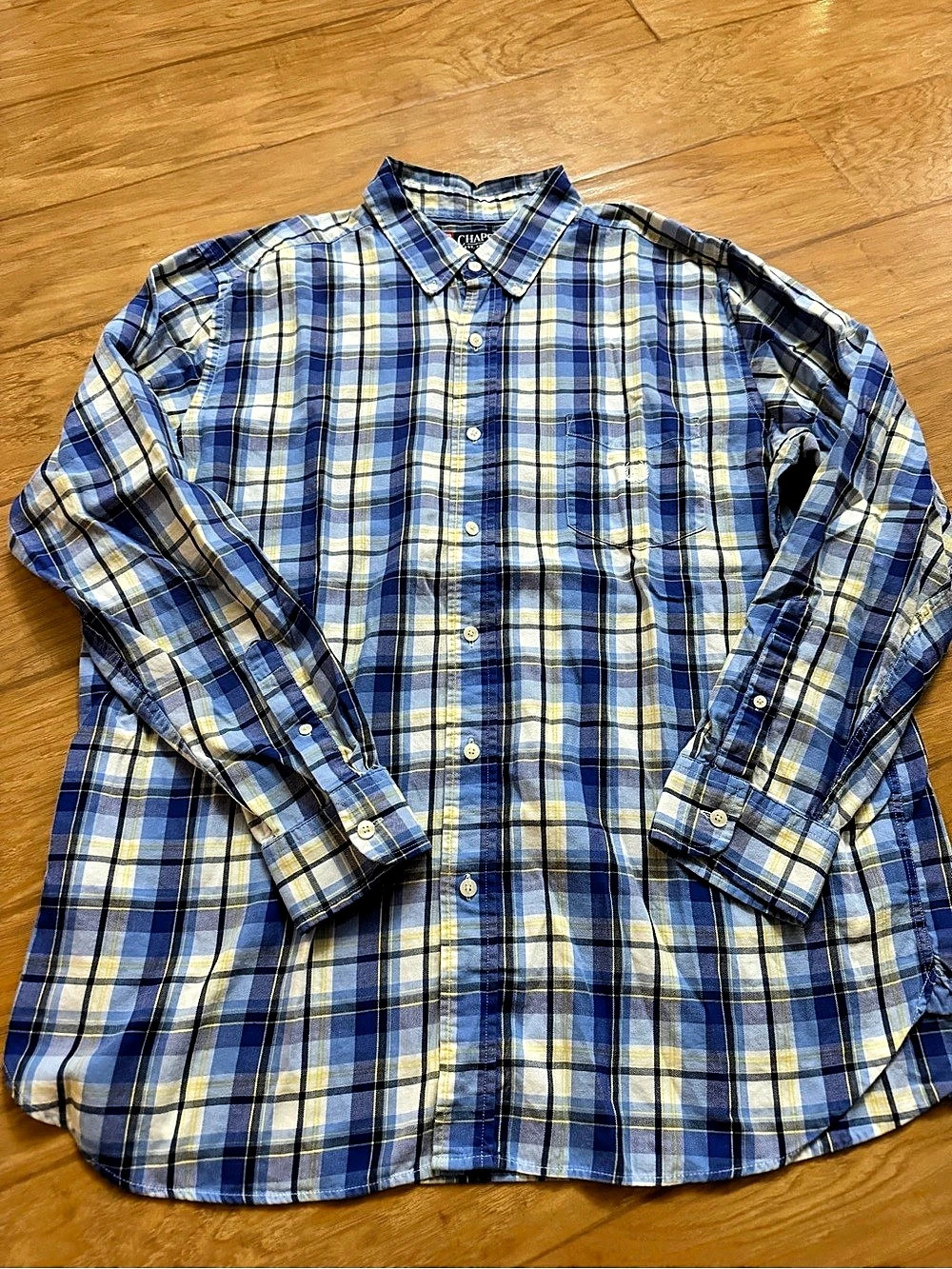 Chaps Men's Plaid Button Down in Blue & Yellow Like New